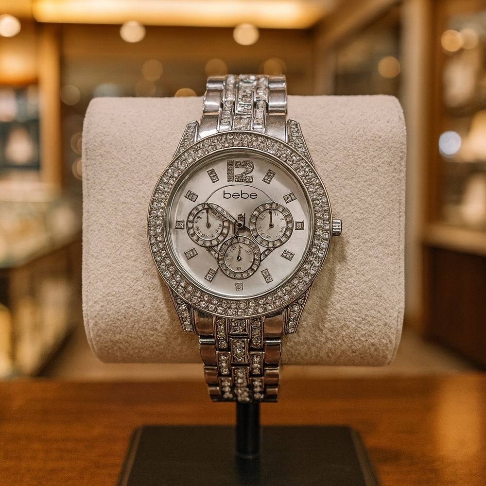Bebe Silver Women's Watch with Crystal Detailing